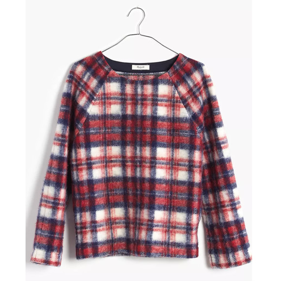 Madewell Brushed Plaid Pullover Wool Blend Sweater Top Small - Picture 2 of 5
